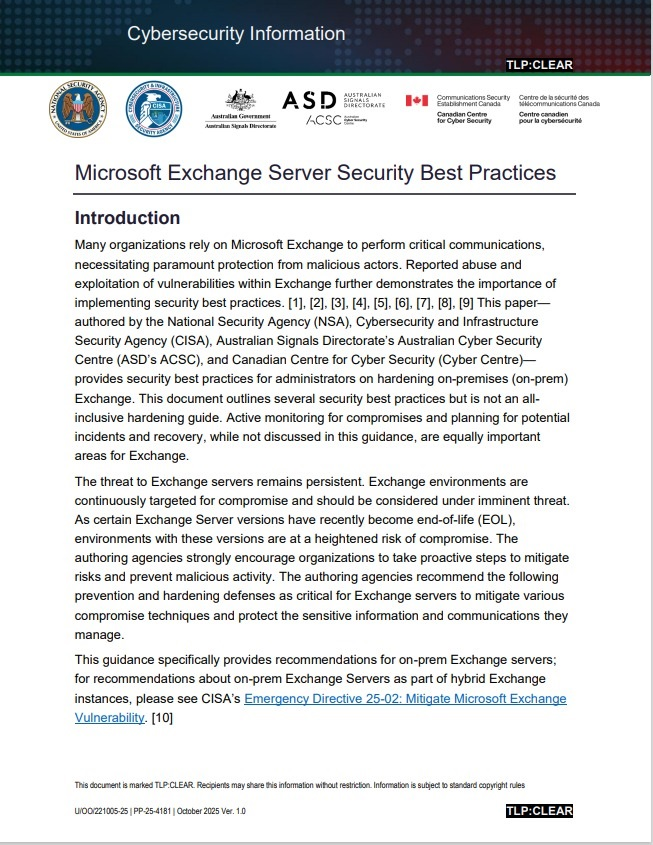  Joint CSI: Microsoft Exchange Server Security Best Practices