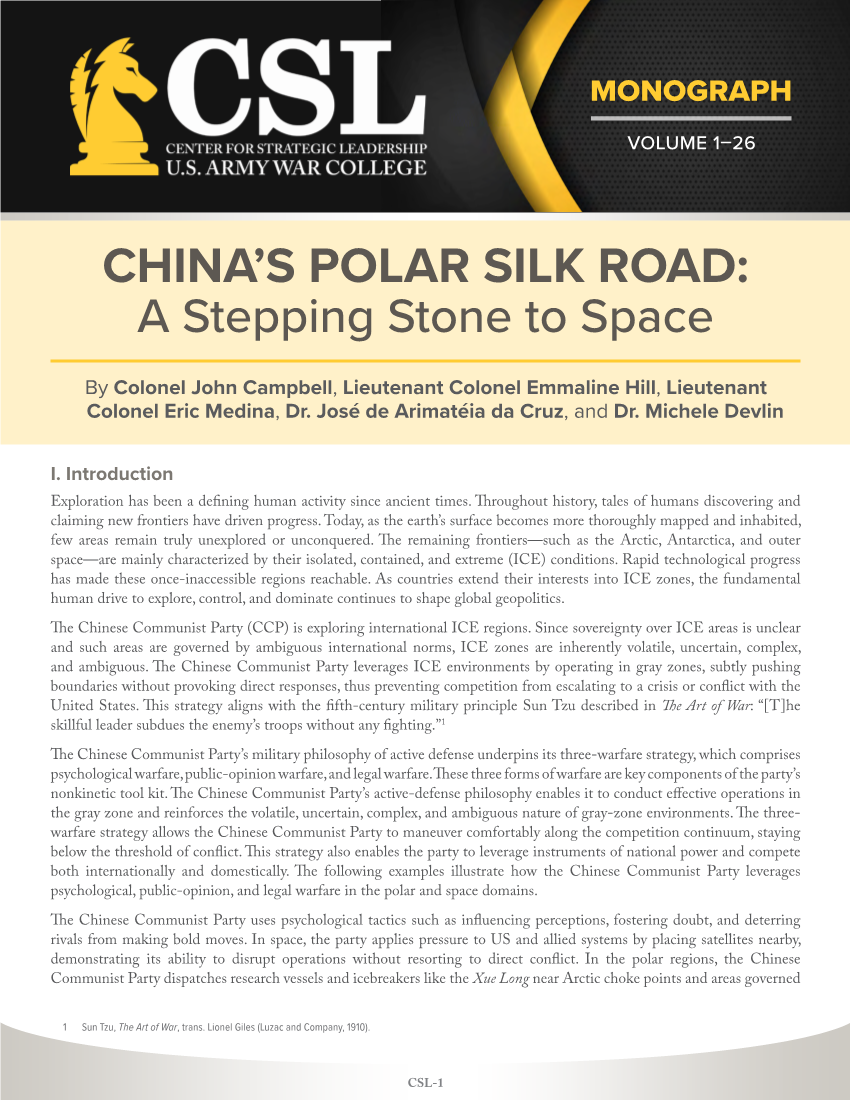 China's Polar Silk Road: A Stepping Stone to Space