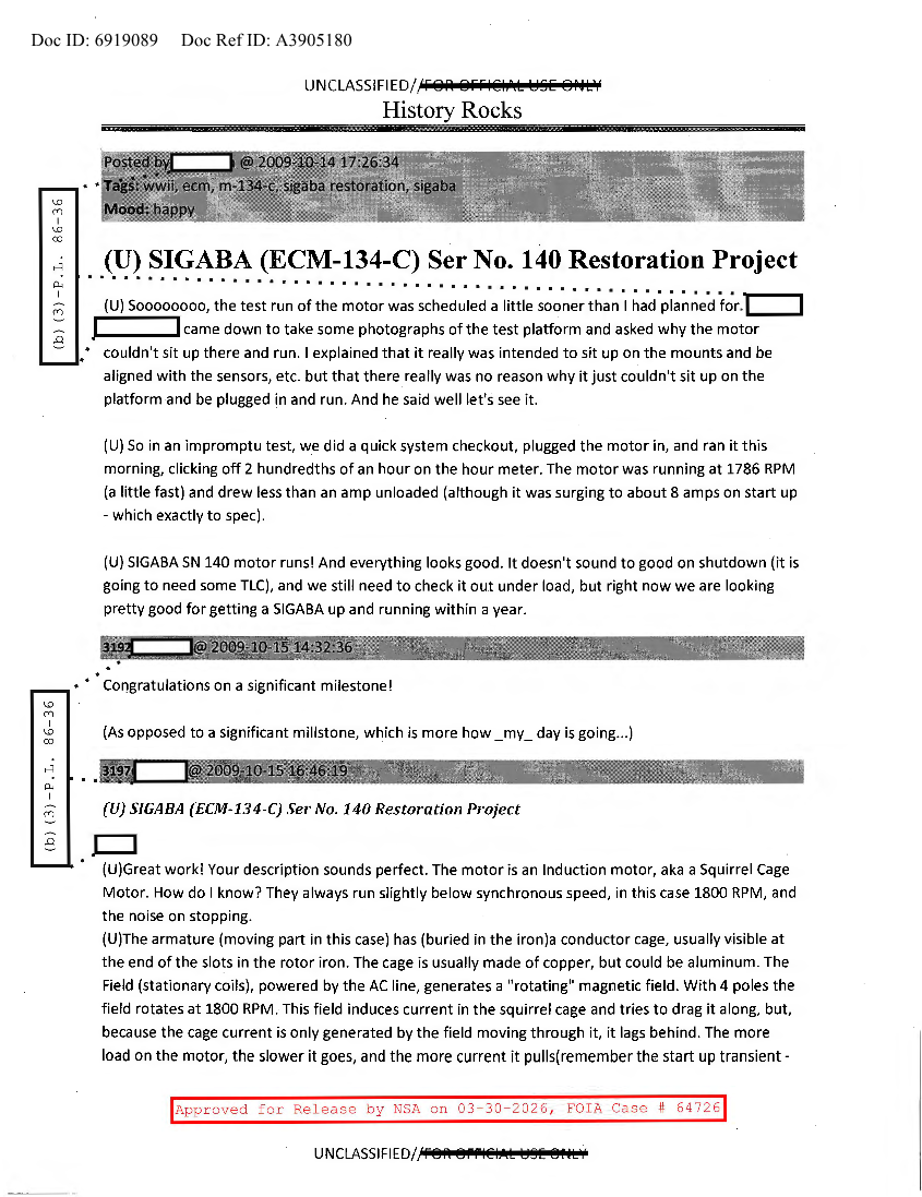  NSA HISTORY ROCKS-SIGABA-ECM-134-C-SER NO.140 RESTORATION PROJECT V12