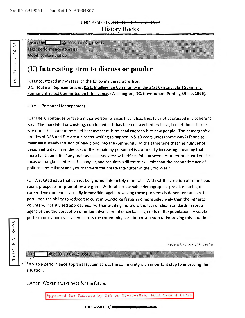  NSA HISTORY ROCKS-INTERESTING ITEM TO DISCUSS OR PONDER