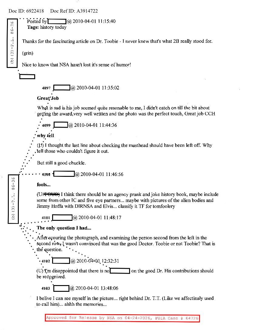 NSA HISTORY ROCKS-DR. TOOBIE