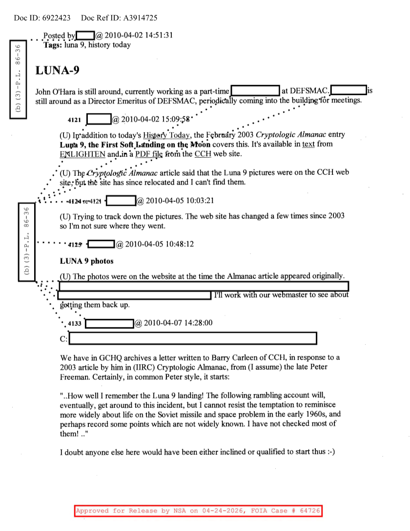  NSA HISTORY ROCKS-LUNA-9