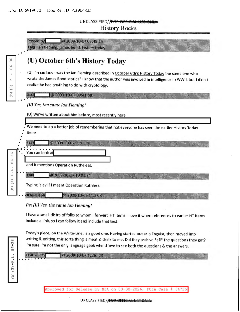  NSA HISTORY ROCKS-OCTOBER 6TH'S HISTORY TODAY