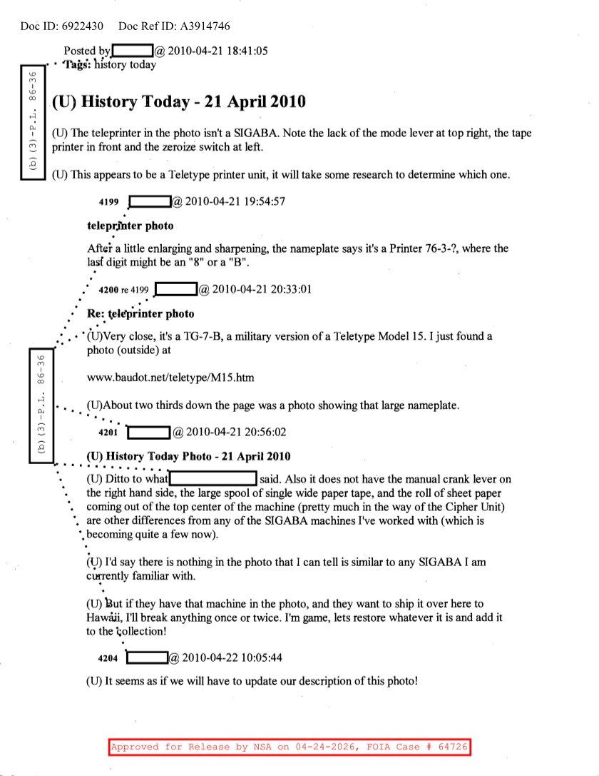  NSA HISTORY ROCKS-HISTORY TODAY-21 APRIL 2010