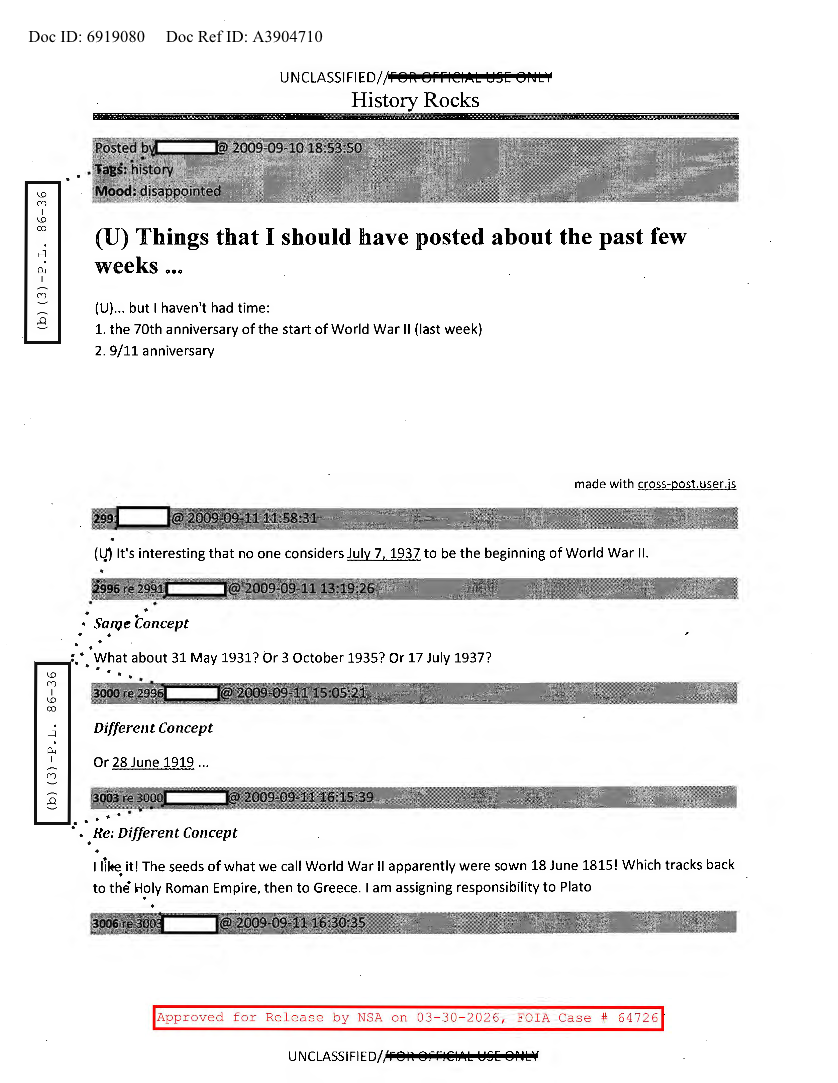  NSA HISTORY ROCKS-THINGS THAT I SHOULD HAVE POSTED ABOUT THE PAST FEW WEEKS