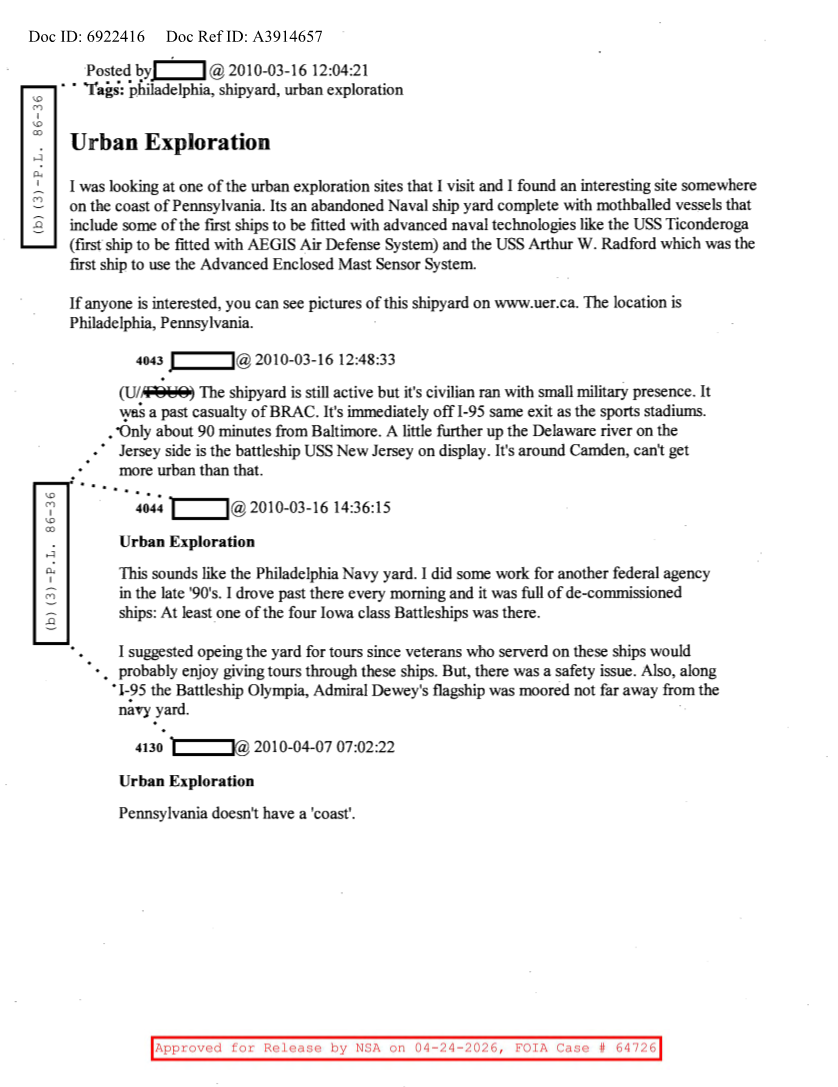  NSA HISTORY ROCKS-URBAN EXPLORATION