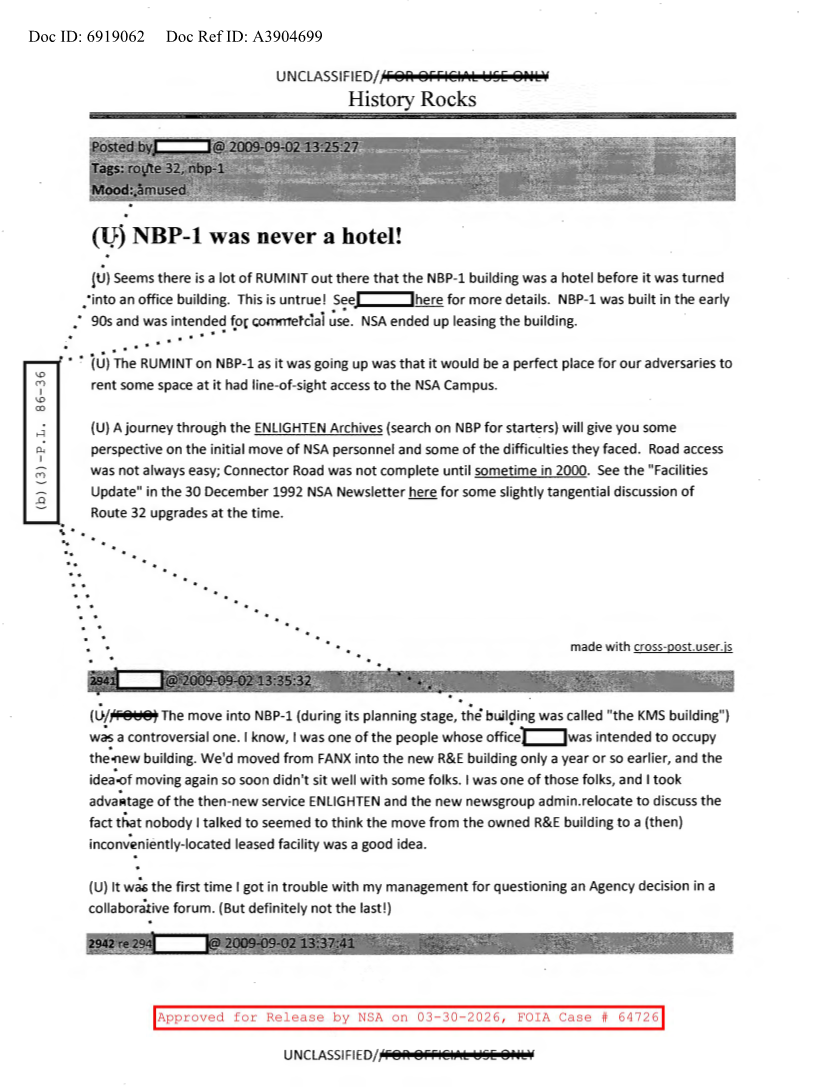  NSA HISTORY ROCKS-NBP-1 WAS NEVER A HOTEL!