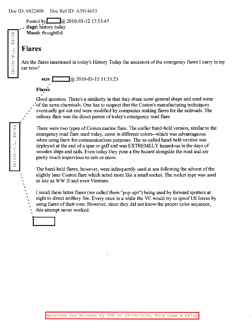  NSA HISTORY ROCKS-FLARES
