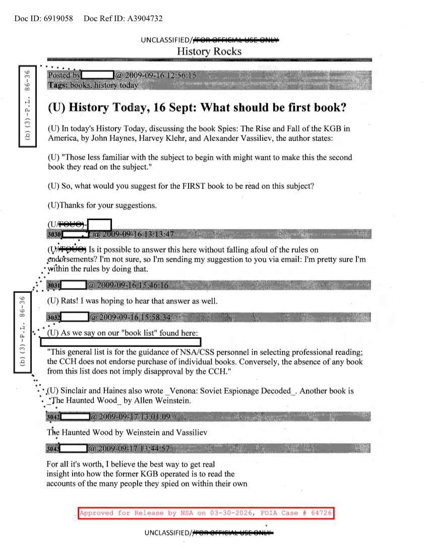  NSA HISTORY ROCKS-HISTORY TODAY_16 SEPT-WHAT SHOULD BE FIRST BOOK