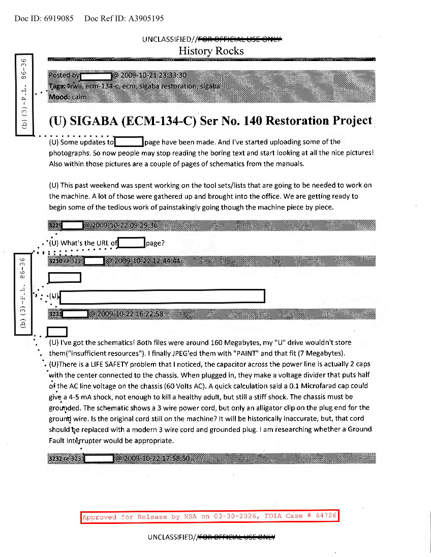  NSA HISTORY ROCKS-SIGABA-ECM-134-C-SER NO.140 RESTORATION PROJECT V16