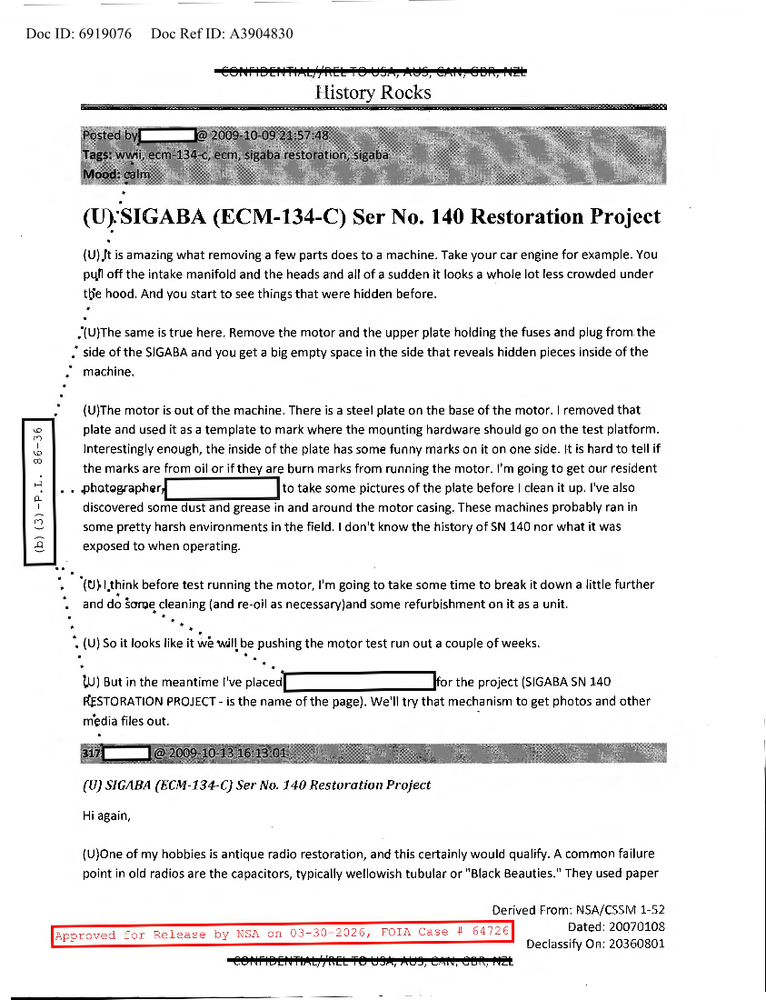  NSA HISTORY ROCKS-SIGABA-ECM-134-C-SER NO.140 RESTORATION PROJECT V13