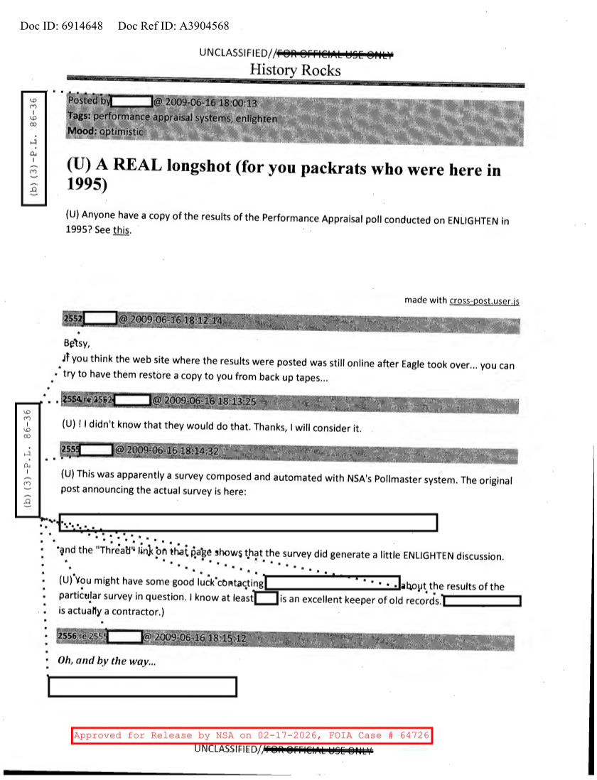  NSA HISTORY ROCKS-A REAL LONGSHOT