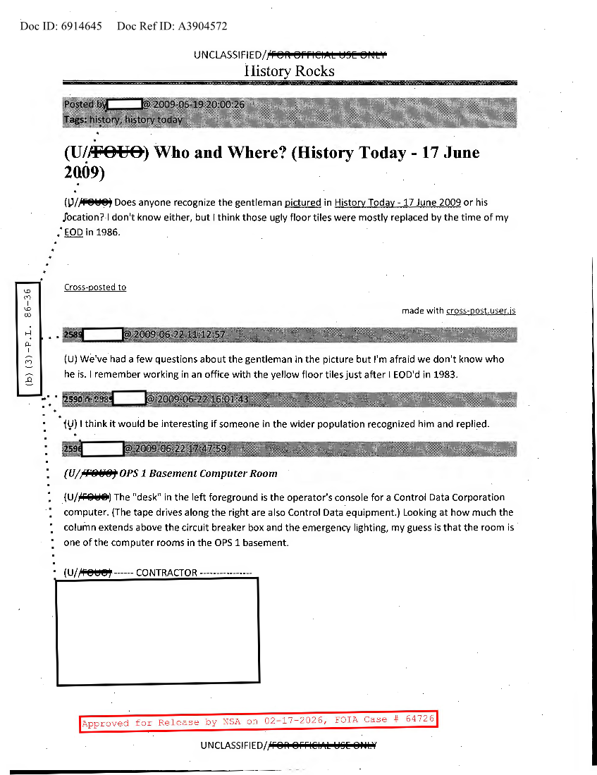  NSA HISTORY ROCKS-WHO AND WHERE HISTORY TODAY-17 JUNE 2009