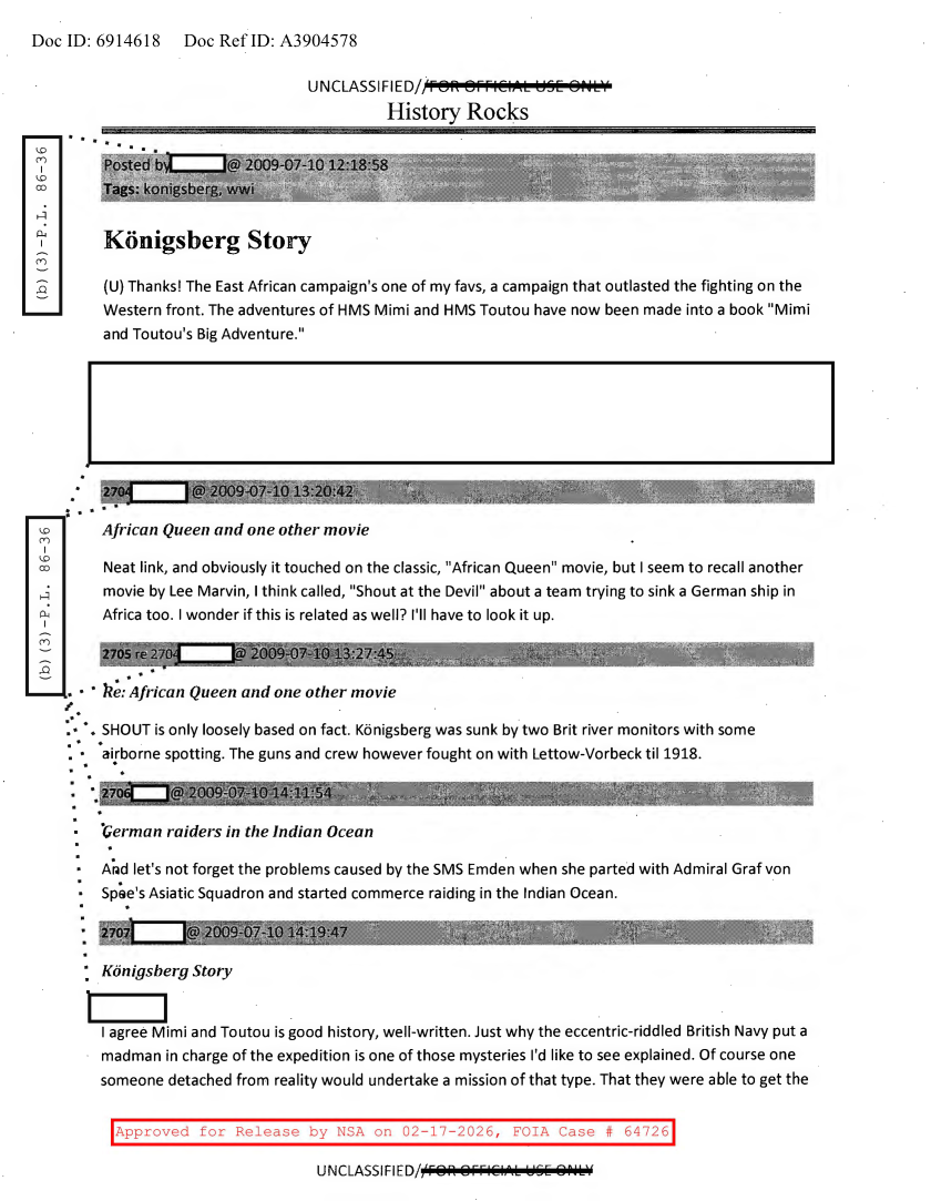  NSA HISTORY ROCKS-KONIGSBERG STORY