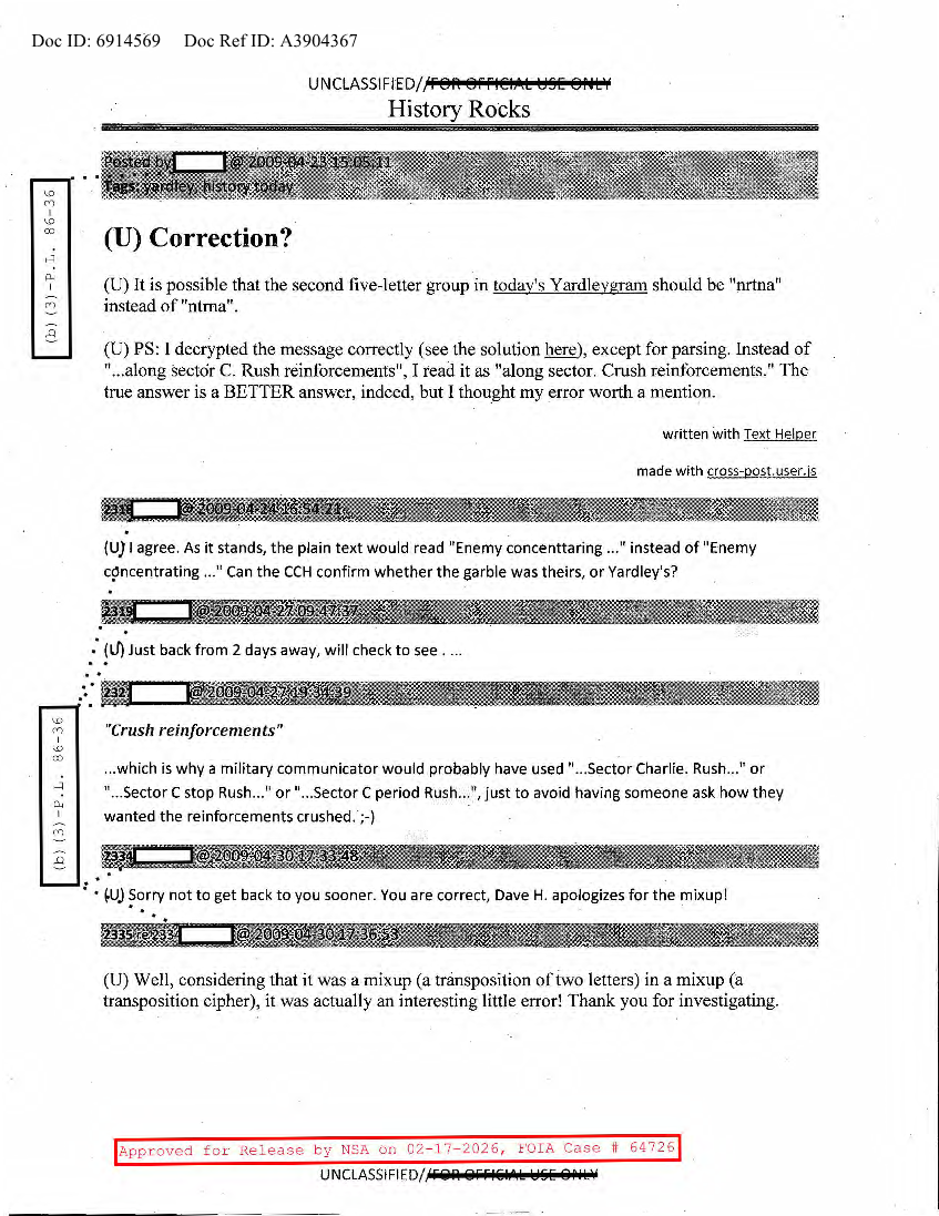  NSA HISTORY ROCKS-CORRECTION