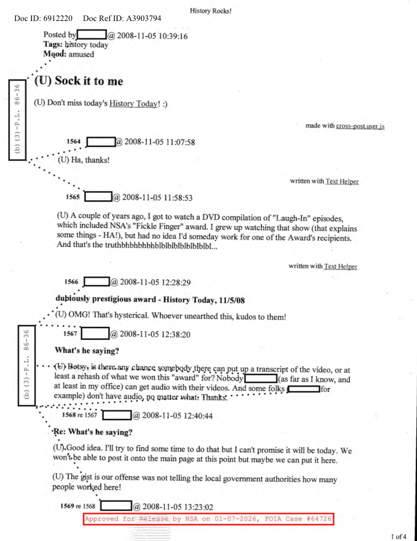  NSA HISTORY ROCKS-SOCK IT TO ME
