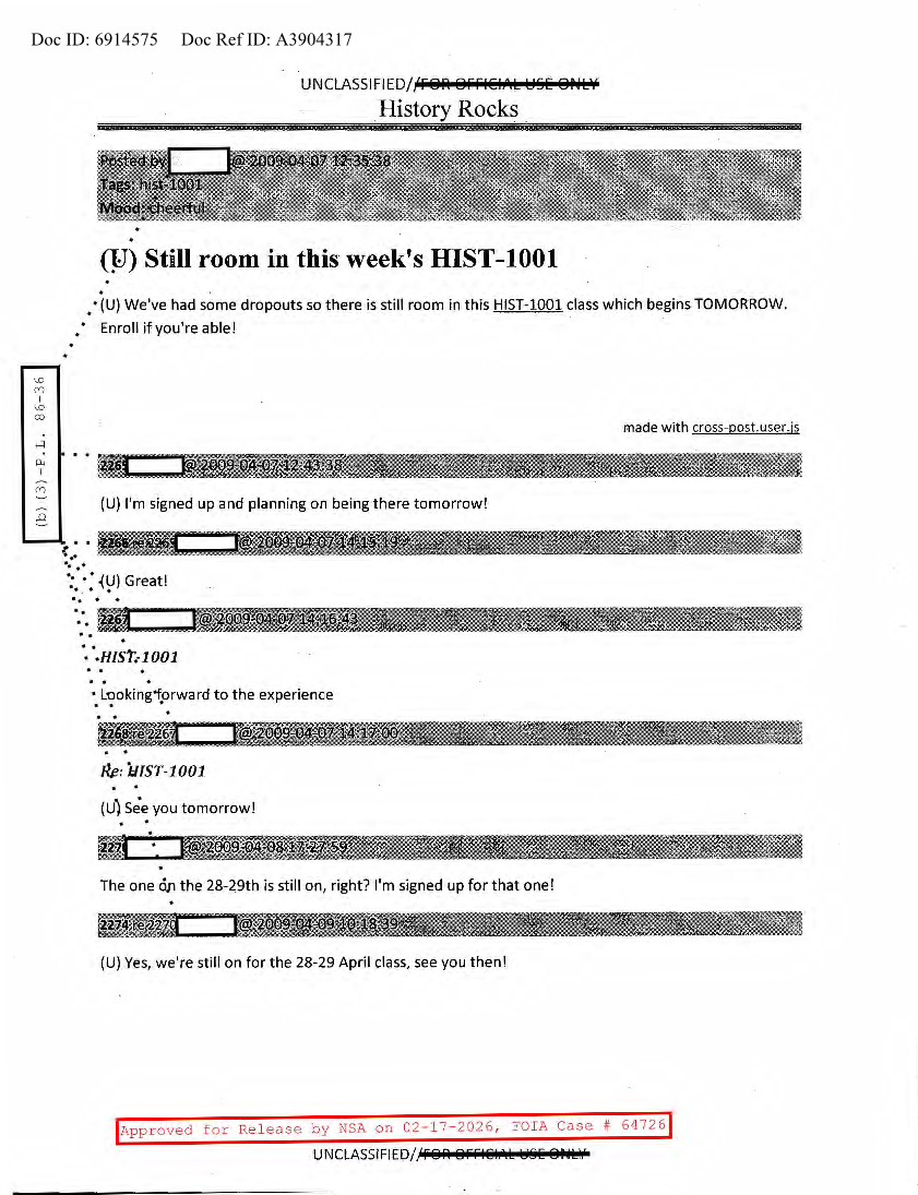 NSA HISTORY ROCKS-STILL ROOM IN THIS WEEK'S HIST-1001