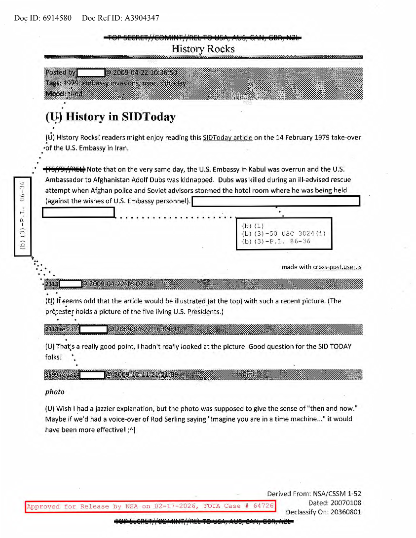  NSA HISTORY ROCKS-HISTORY IN SIDTODAY