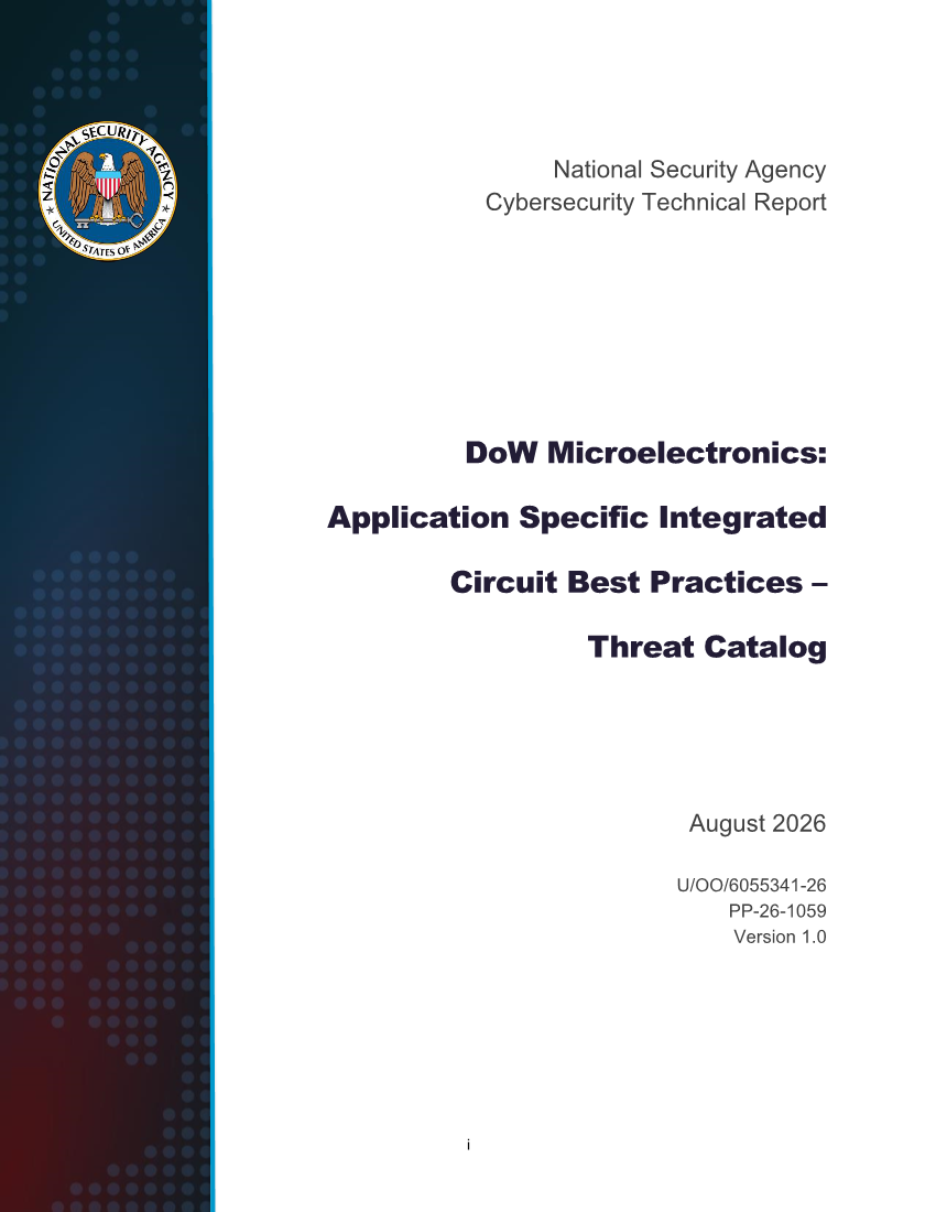  CTR: DoW Microelectronics: Application Specific Integrated Circuit Best Practices – Threat Catalog