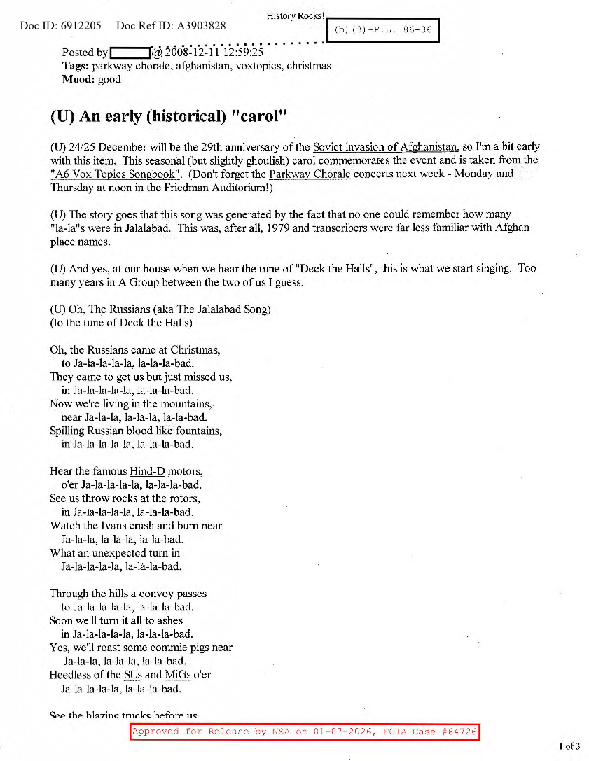  NSA HISTORY ROCKS-AN EARLY (HISTORICAL) 'CAROL'