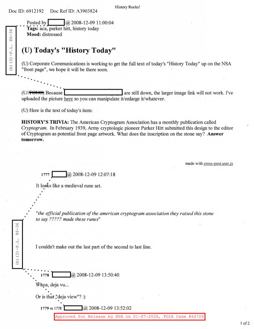  NSA HISTORY ROCKS-TODAY'S 'HISTORY TODAY'
