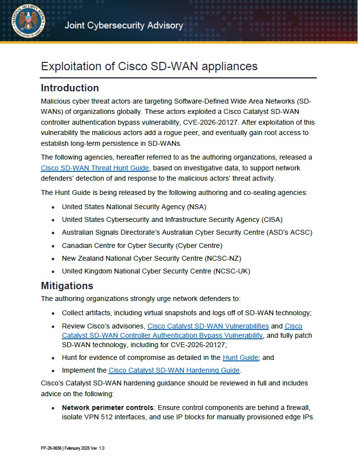  CSA: Exploitation of SD-WAN Appliances