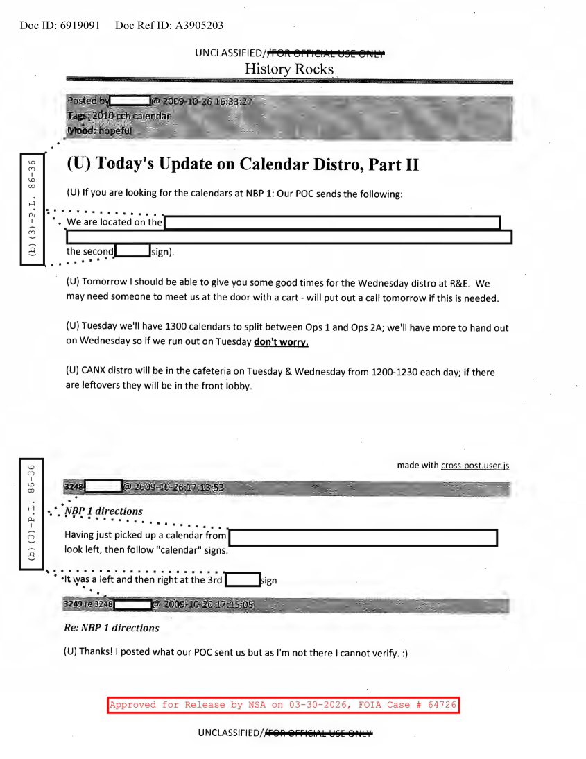  NSA  HISTORY ROCKS  TODAY'S UPDATE ON CALENDAR DISTRO, PART II.PDF