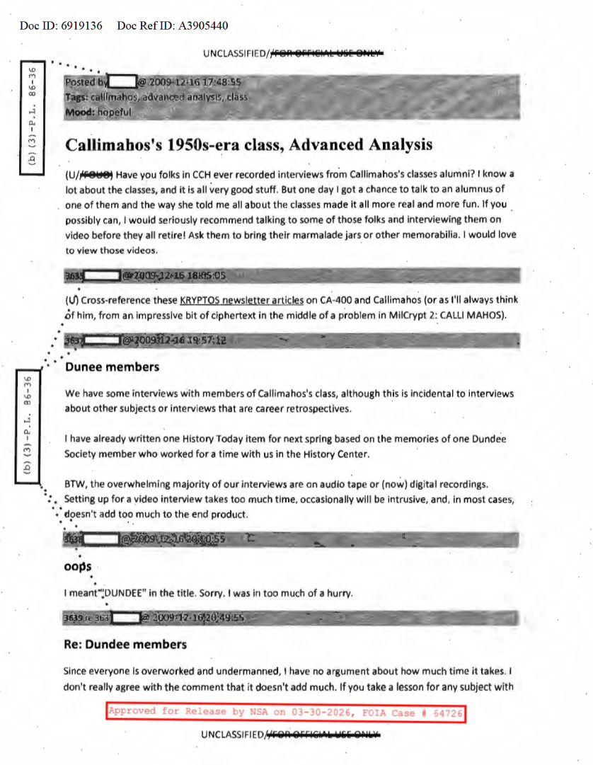  NSA  HISTORY ROCKS  CALLIMAHOS'S 1950'S-ERA CLASS, ADVANCED ANALYSIS.PDF