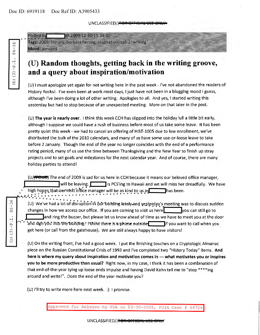 NSA-HISTORY ROCKS-RANDOM THOUGHTS, GETTING BACK IN THE WRITING GROOVE, AND A QUERY ABOUT INSPIRATION-MOTIVATION.PDF