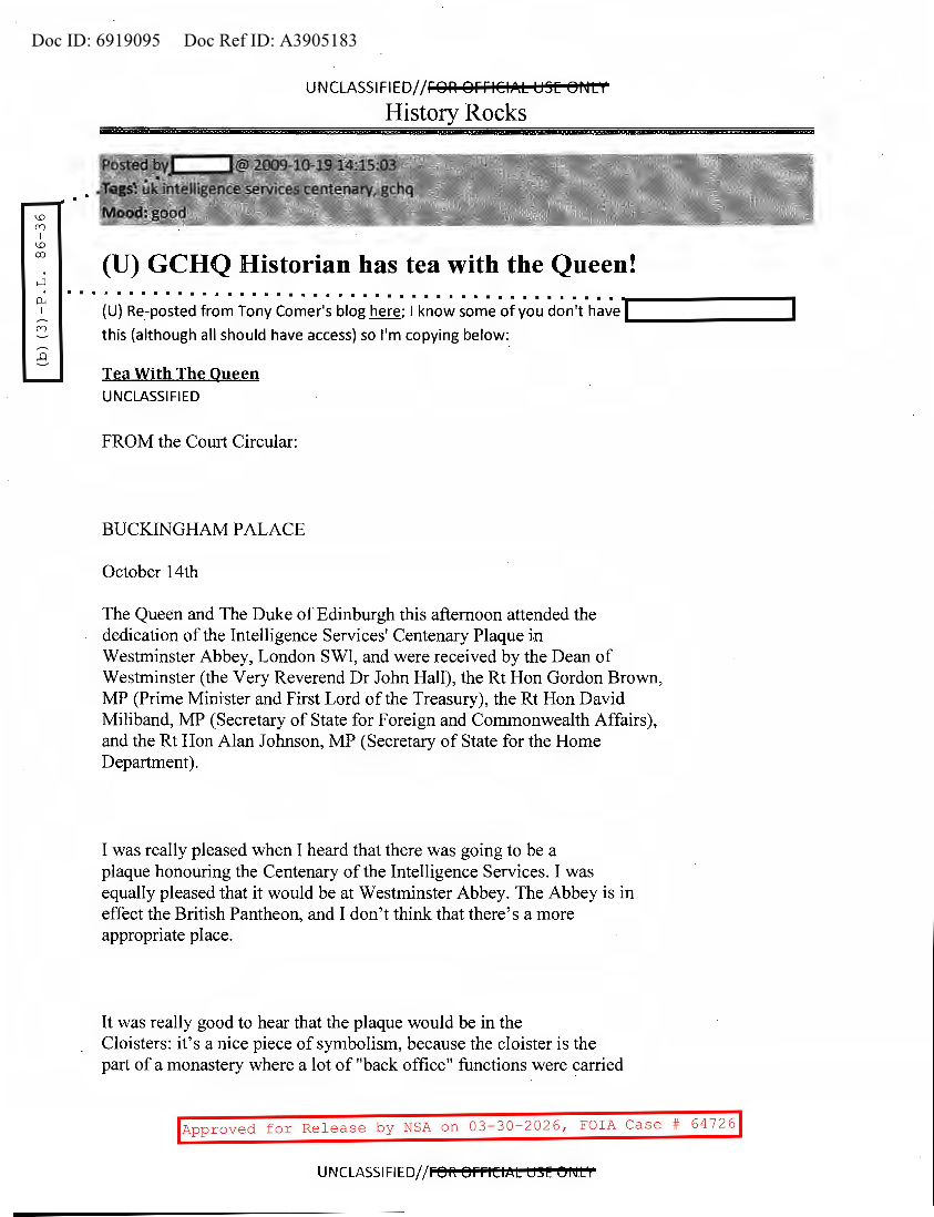  NSA  HISTORY ROCKS  GCHQ HISTORIAN HAS TEA WITH THE QUEEN!.PDF