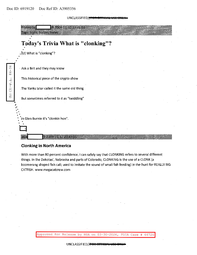  NSA-HISTORY ROCKS-TODAY'S TRIVIA WHAT IS CLONKING.PDF
