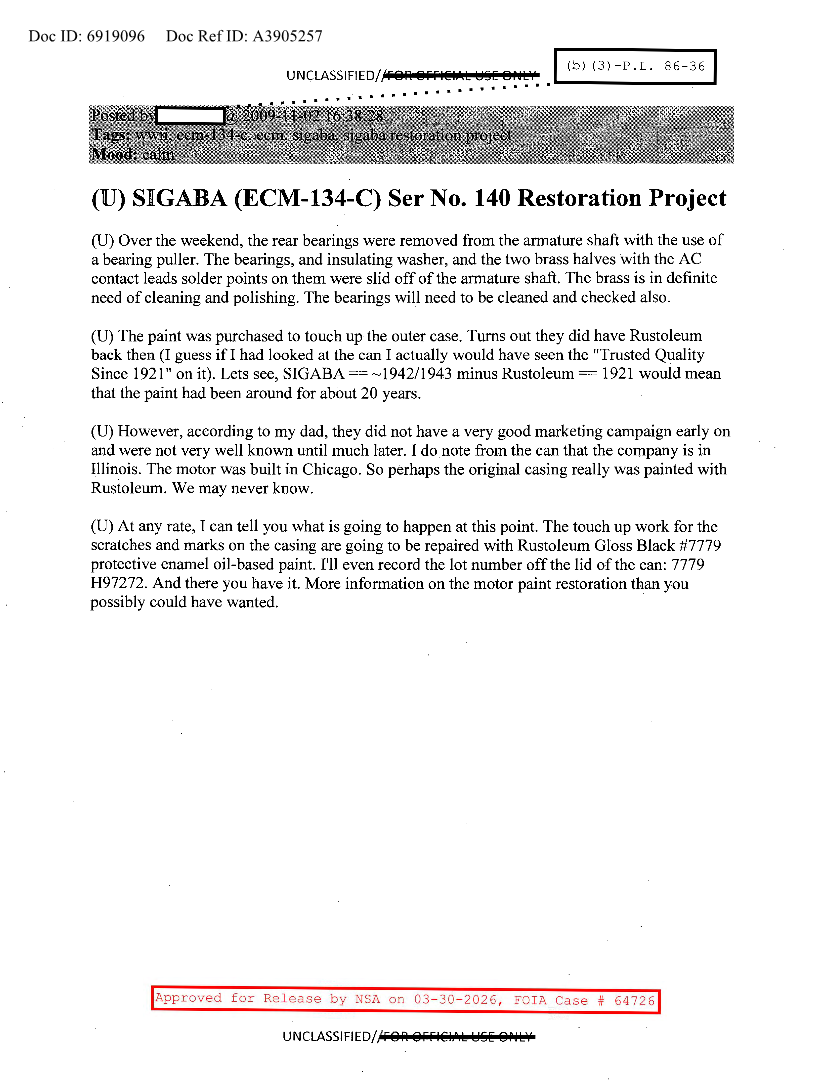  NSA  HISTORY ROCKS  SIGABA (ECM-134-C) SER NO. 140 RESTORATION PROJECT.PDF