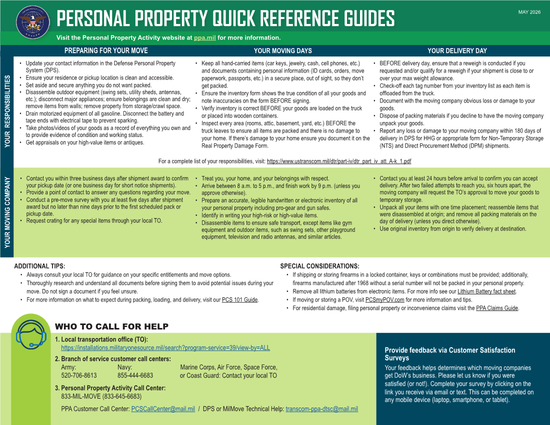  Personal Property Quick Reference Guide