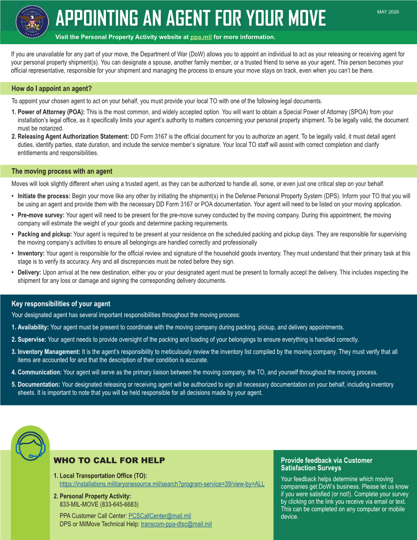  Appointing an Agent for Your Move