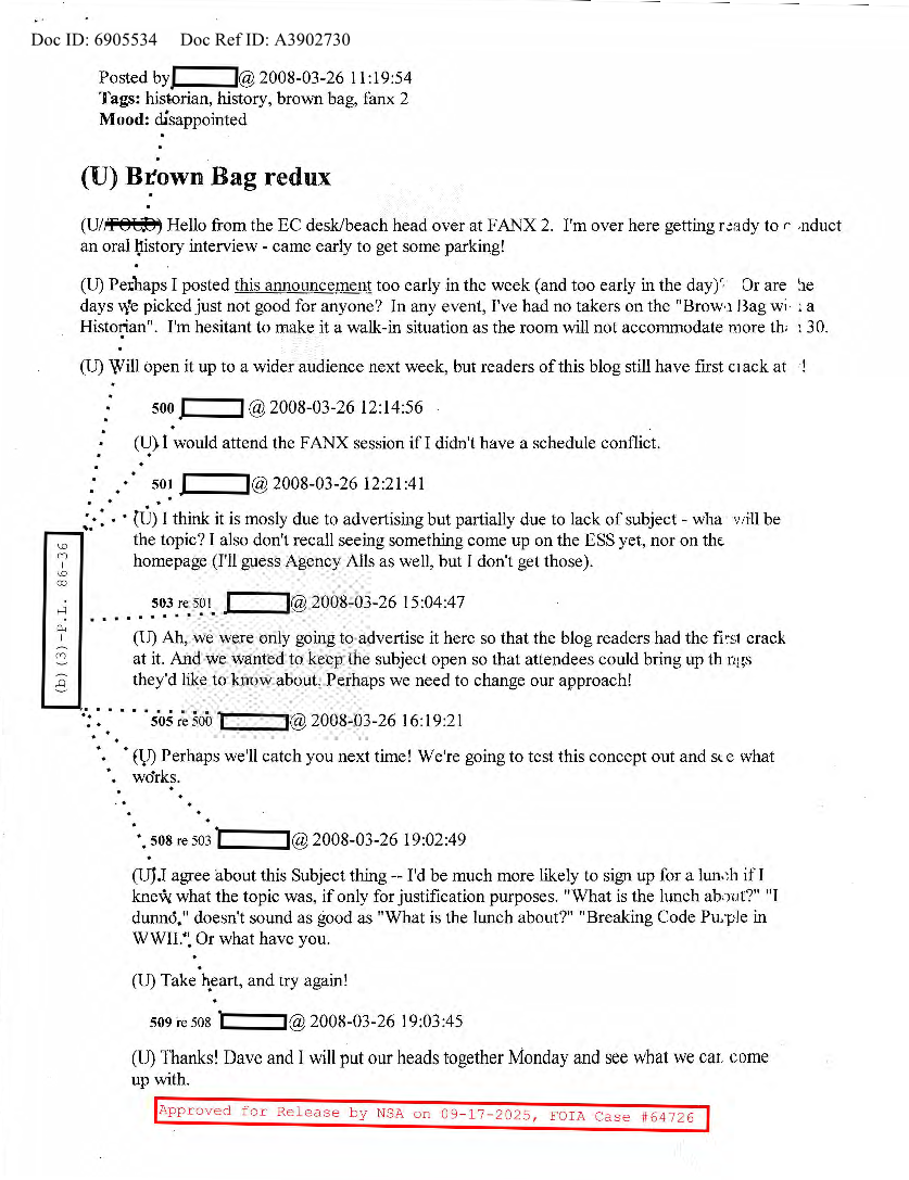  NSA HISTORY ROCKS-BROWN BAG REDUX