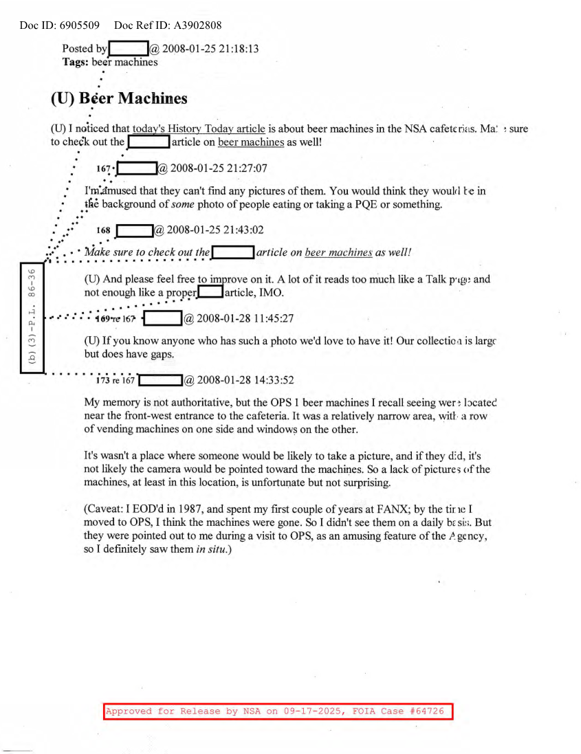  NSA HISTORY ROCKS-BEER MACHINES