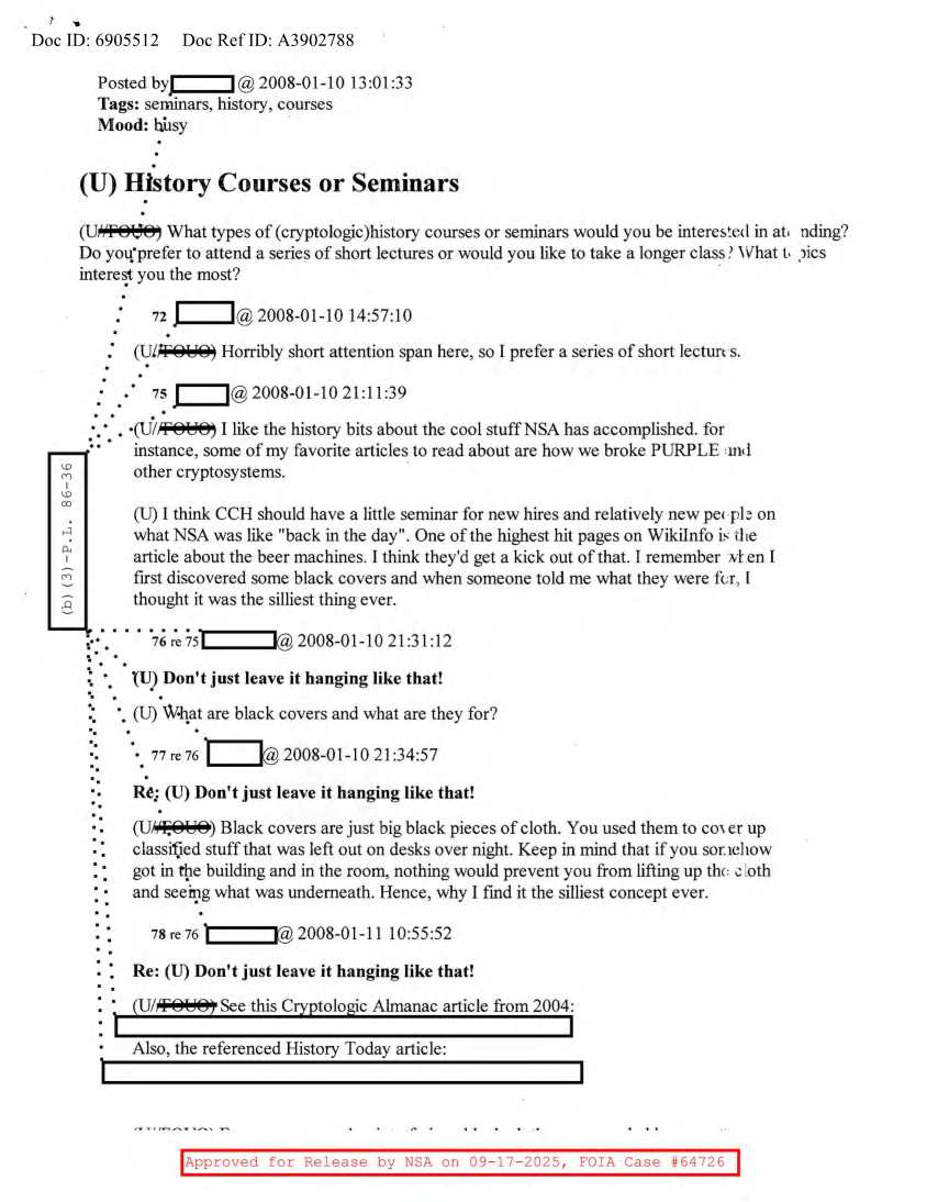  NSA HISTORY ROCKS-HISTORY COURSES OR SEMINARS