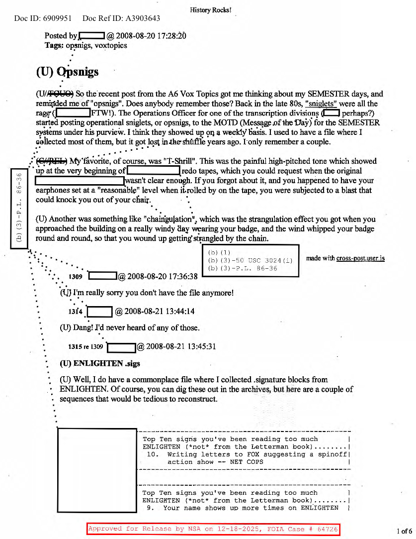  NSA HISTORY ROCKS-OPSNIGS