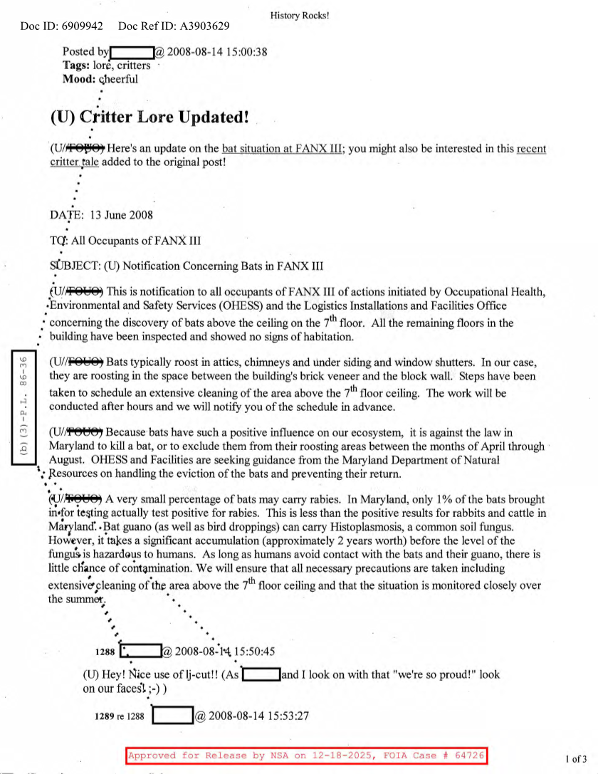  NSA HISTORY ROCKS-CRITTER LORE UPDATED