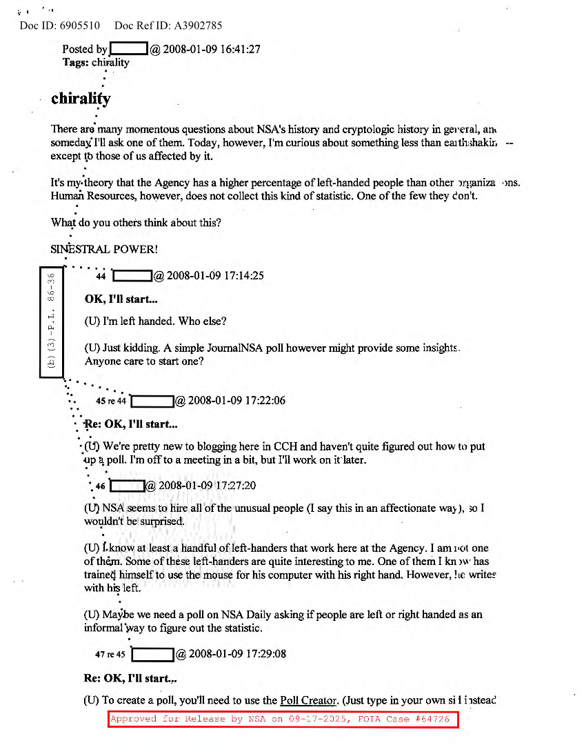  NSA HISTORY ROCKS-CHIRALITY