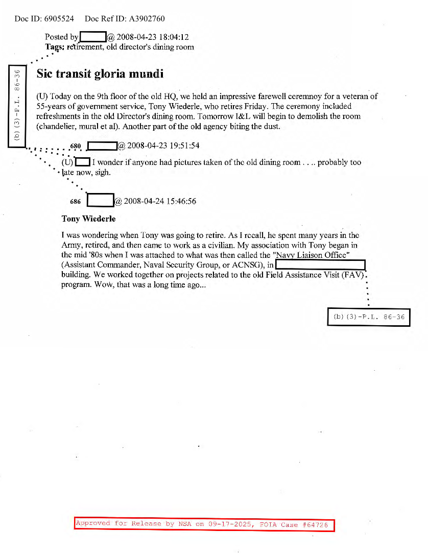  NSA HISTORY ROCKS-SIC TRANSIT GLORIA MUNDI