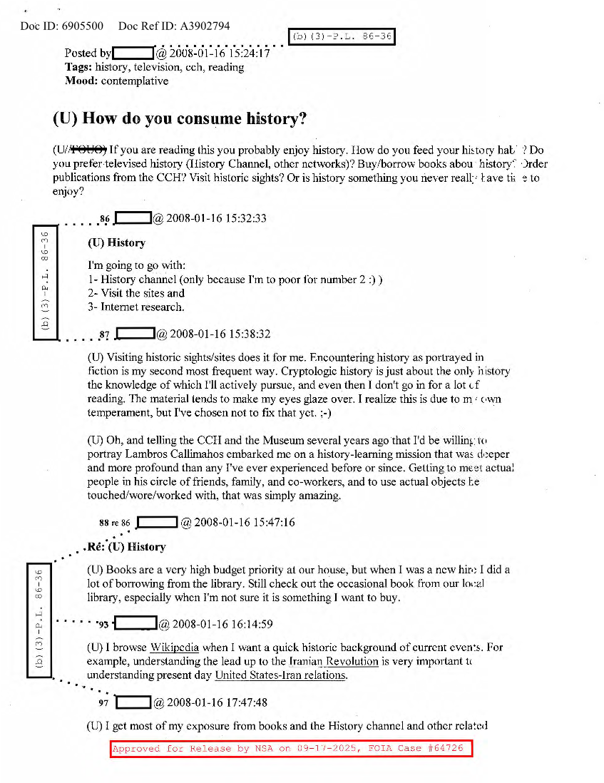  NSA HISTORY ROCKS-HOW DO YOU CONSUME HISTORY